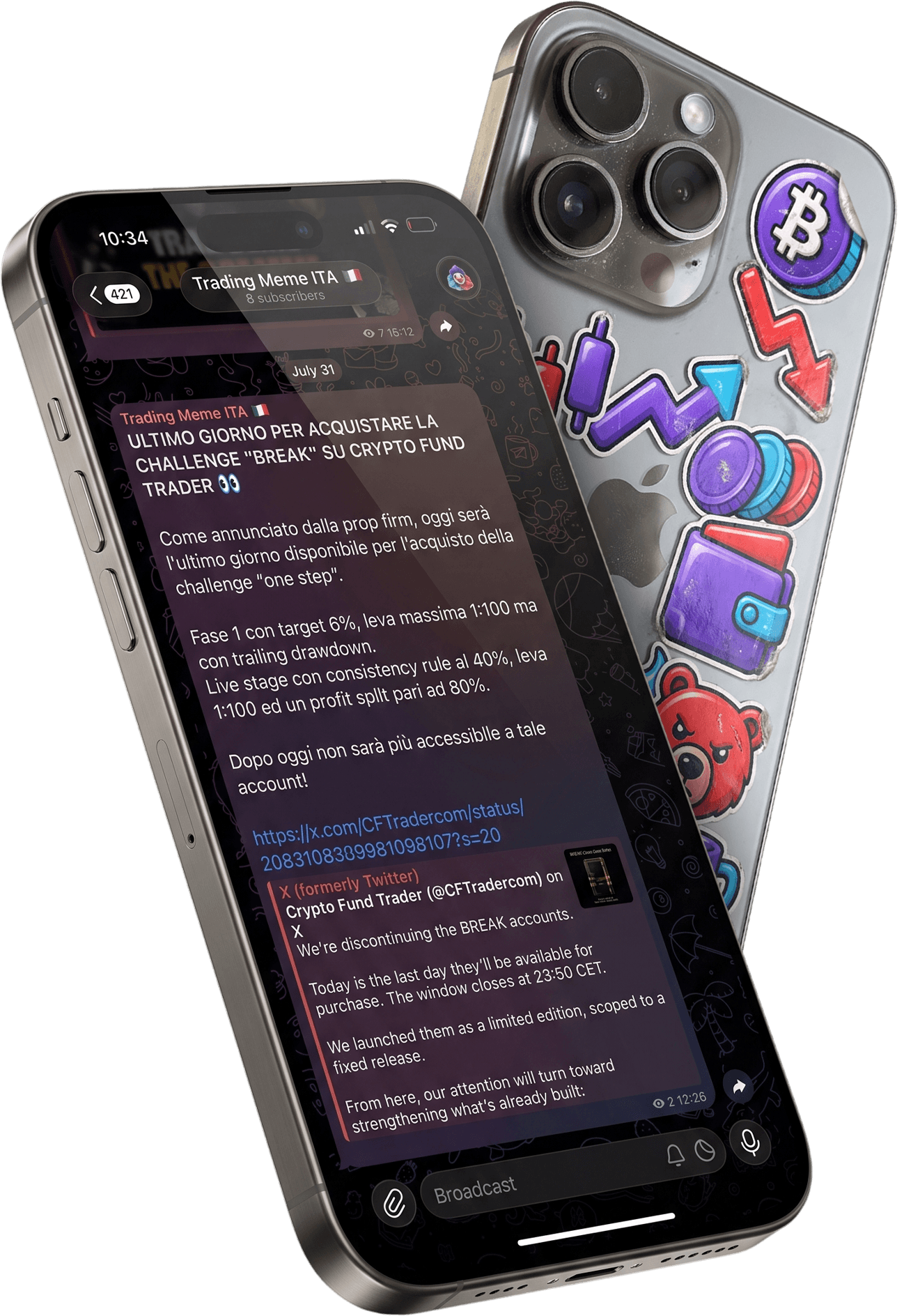 Anteprima del canale Trading Meme su smartphone